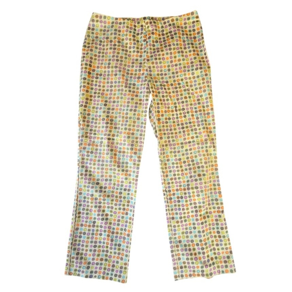 Sigrid Olsen Sport Pants Womens 8 Cream‎ Polka Dot Retro Mod Maximalist Eclectic